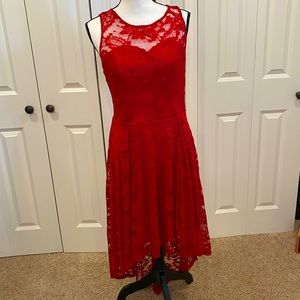 Lace stitching sleeveless high low dress